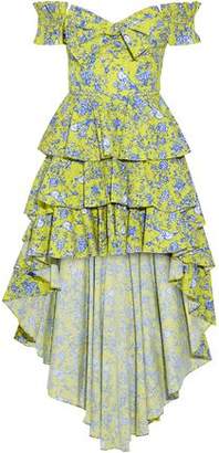 Caroline Constas Artemis Off-The-Shoulder Tiered Printed Cotton-Blend Poplin Dress