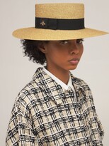 Thumbnail for your product : Gucci Straw Effect Nylon Blend Hat W/ Bee