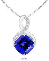 Thumbnail for your product : Angara.com Solitaire Claw Cushion Tanzanite Infinity Symbol Pendant with Diamonds in Silver (6mm Tanzanite)