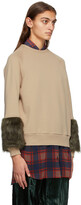 Thumbnail for your product : Dries Van Noten Beige Faux-Fur Cuff Sweatshirt