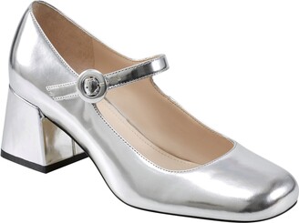 Block-heeled Mary Janes - Silver-colored/glitter - Ladies