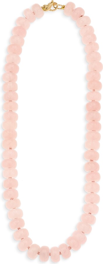 Adina Reyter 9K Yellow Gold Rose Quartz Necklace, 16