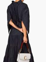 Thumbnail for your product : Chloé Cape-sleeve Tiered Denim Dress - Womens - Dark Denim