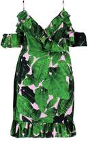 Thumbnail for your product : boohoo Plus Palm Print Cold Shoulder Beach Dress