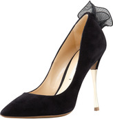Thumbnail for your product : Nicholas Kirkwood Frill-Back Suede Pump, Black/Gold