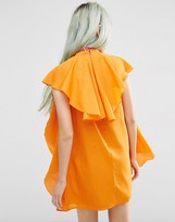 Thumbnail for your product : ASOS High Neck Ruffle Shift Mini Dress