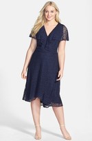 Thumbnail for your product : Adrianna Papell Geometric Lace Surplice Bodice Dress (Plus Size)