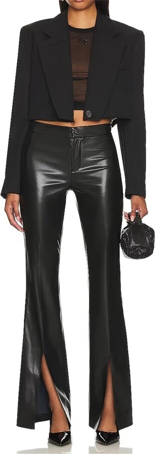ABYOVRT Faux Leather Pants for Women High Waist Stretch PU Leather