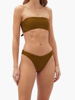 Thumbnail for your product : Mara Hoffman Reva High-cut Plissé Bikini Briefs - Dark Green