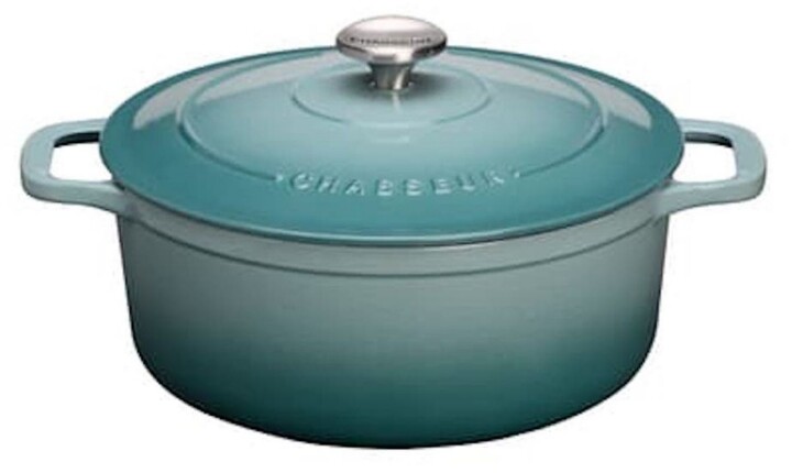 French Home Chasseur French 5.3-Quart Enameled Cast Iron Oval Dutch Oven -  Quartz Blue - ShopStyle