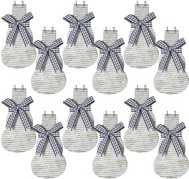 A&B Home Snowman Ornaments - Set of 12 - Gray/White
