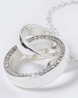 River Island Womens Silver Diamante Interlinked Pendant Necklace