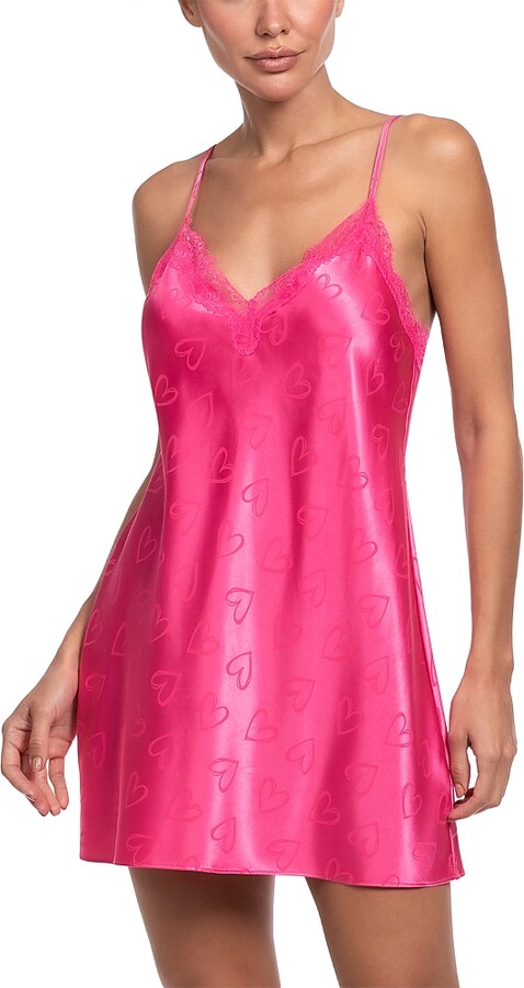 Jonquil Heart Stretch Satin Lace Trim Chemise
