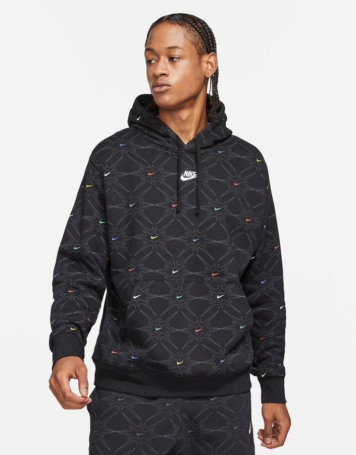 Nike Branded AOP all over hoodie in black/multi - ShopStyle