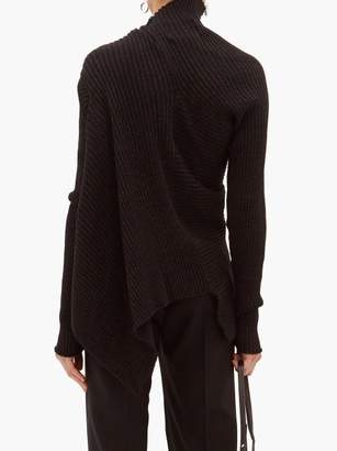 Marques Almeida Metallic Draped High-neck Wool Sweater - Womens - Black
