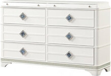 Hokku Designs Laguna Modern Style 6- Drawer Dresser Made With Wood Hidden Jewelry Drawer And Crystal Accents In White (INCLUDES DRESSER ONLY)