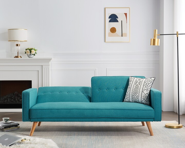 EDWINRAYLLC Convertible Folding Sleeper Sofa Bed 3 Seating Cotton