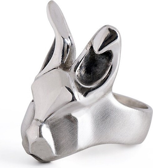 Etsy sterling Silver Bunny Ring Geometric Rabbit Jewelry Wonderland Gift