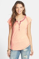 Thumbnail for your product : French Star 'Stormy - Rosie' Lace Trim Henley Tee (Juniors)