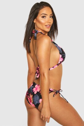 boohoo Tropical Floral Moulded Push Up Triangle Bikini Set