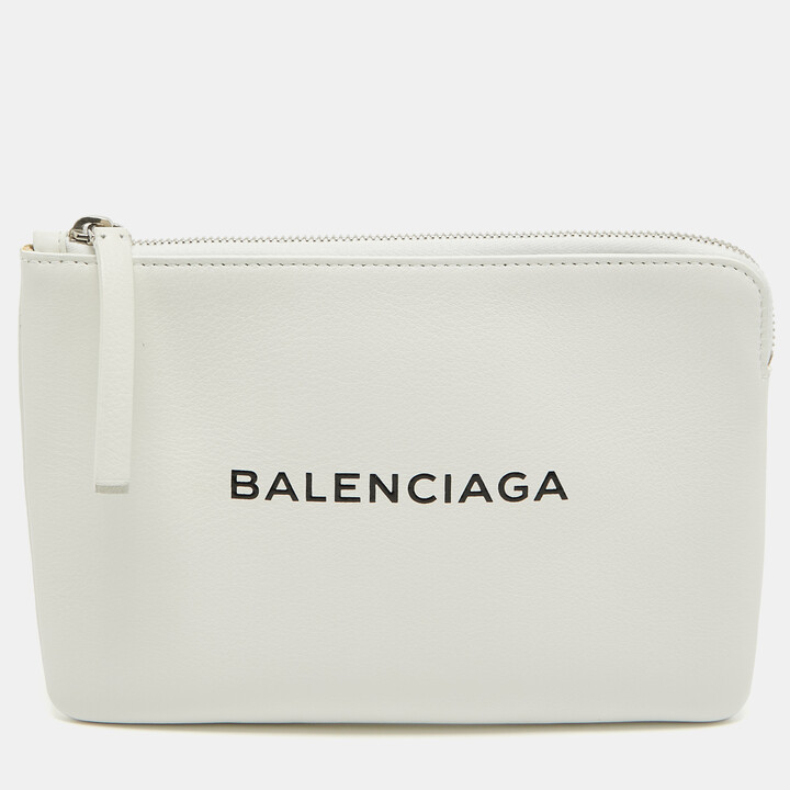 Balenciaga White Leather Clutches