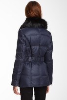 Thumbnail for your product : Laundry by Shelli Segal Faux Fur Trimmed Short Metallic Down Coat