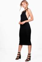 Thumbnail for your product : boohoo Petite Jennie Back Detail Thigh Split Midi Dress