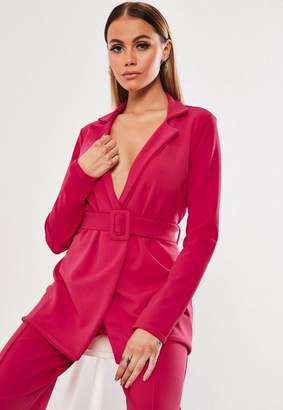 Missguided Petite Hot Pink Co Ord Belted Blazer
