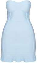 Thumbnail for your product : PrettyLittleThing Dusty Blue Bandage Frill Hem Bodycon Dress