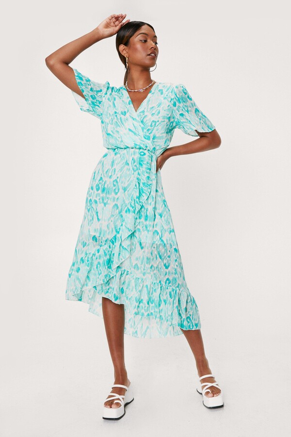 Green Wrap Printed Dress | Shop the ...