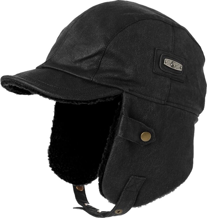 TOPEX Winter Waterproof Trapper Hats for en Faux Leather Aviator Pilot