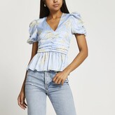 Thumbnail for your product : River Island Womens Blue short sleeve peplum top