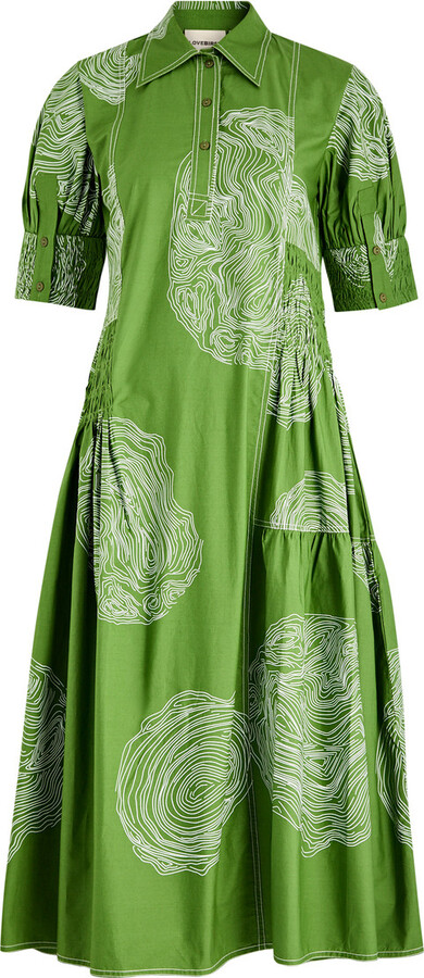 Lovebirds Printed Cotton-poplin Midi Shirt Dress