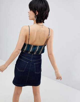 Warehouse 5 Pocket Raw Denim Mini Skirt