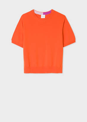 Paul Smith Women's Orange Short-Sleeve Cashmere Sweater