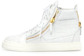 Thumbnail for your product : Giuseppe Zanotti Crocodile-Embossed High-Top Sneaker, Bianco