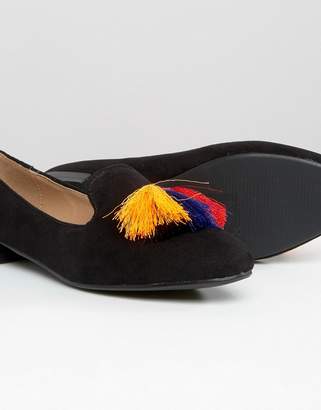 Glamorous Tassel Black Slipper Shoes