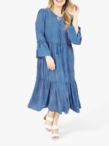 Thumbnail for your product : Yumi Curves Ditsy Ruffle Detail Maxi Dress, Blue