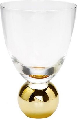 Classic Touch Set of 6 Straight Line Textured Wine Glasses with Vivid Gold  Tone Stem and Rim