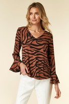 Thumbnail for your product : Wallis Rust Animal Print Flute Sleeve Blouse