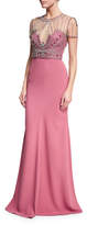 Thumbnail for your product : Jenny Packham Beaded-Bodice Illusion Gown