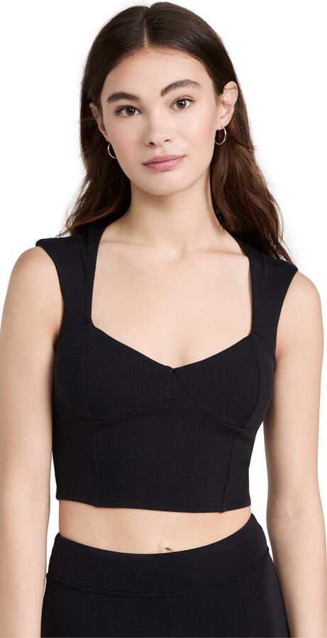 Alo Yoga Ribbed Sweetheart Short Sleeve Shirt ShopStyle Tops