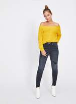 Thumbnail for your product : Miss Selfridge PETITE Yellow Cable Bardot Knitted Jumper