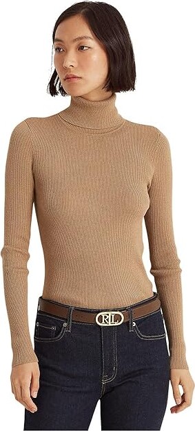 Lauren Ralph Lauren Turtleneck Sweater Women's Sweater Classic Camel : XL, Cotton/Modal/Nylon