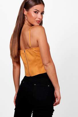 boohoo Petite Lace Up Detail Crop Top