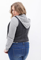 Thumbnail for your product : Forever 21 FOREVER 21+ Faux Leather & Knit Moto Jacket