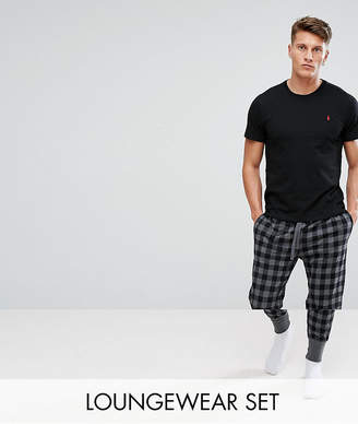 Polo Ralph Lauren Pyjama Set Check Joggers Black Tee Gift Set