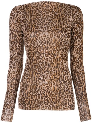 Peter Cohen Leopard Print Fitted Top