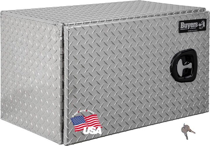 Buyers Products 18 in. x 18 in. x 30 in. Diamond Plate Tread Aluminum Underbody Truck Tool Box with Barn Door