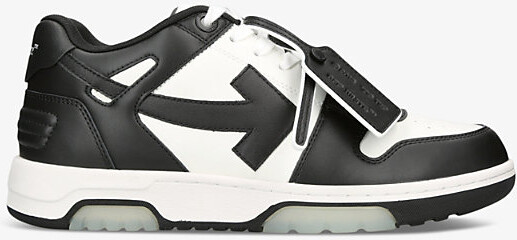 Off-White Mens Blk/White Out Of Office Logo-Embroidered Leather Low-Top Trainers Eur 45 / 11 Uk Men